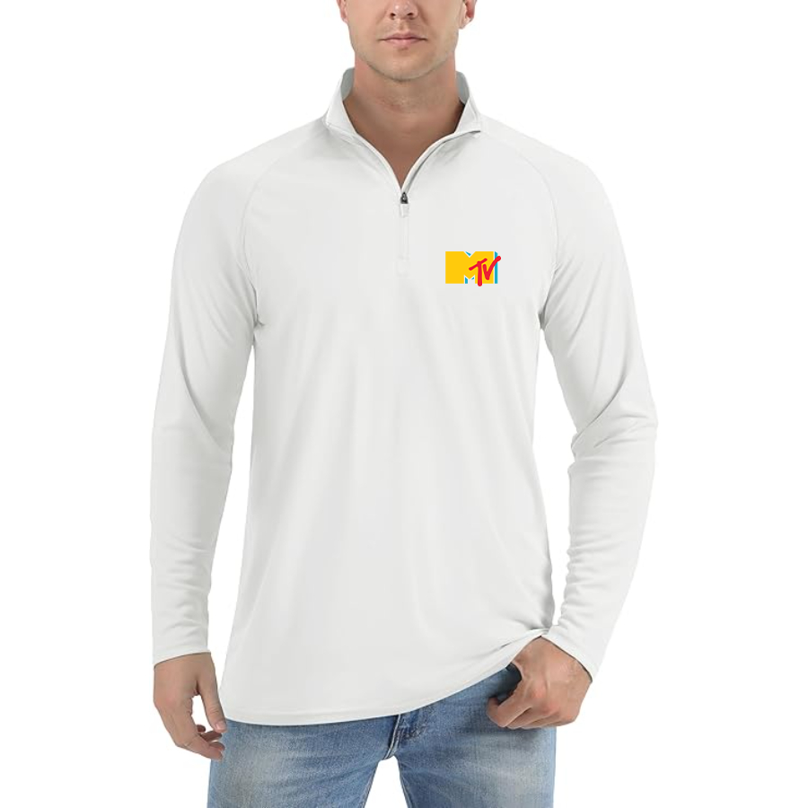 Men's MTV Logo Lightweight Quarter-Zip Athletic Shirt Long Sleeve Performance Wear