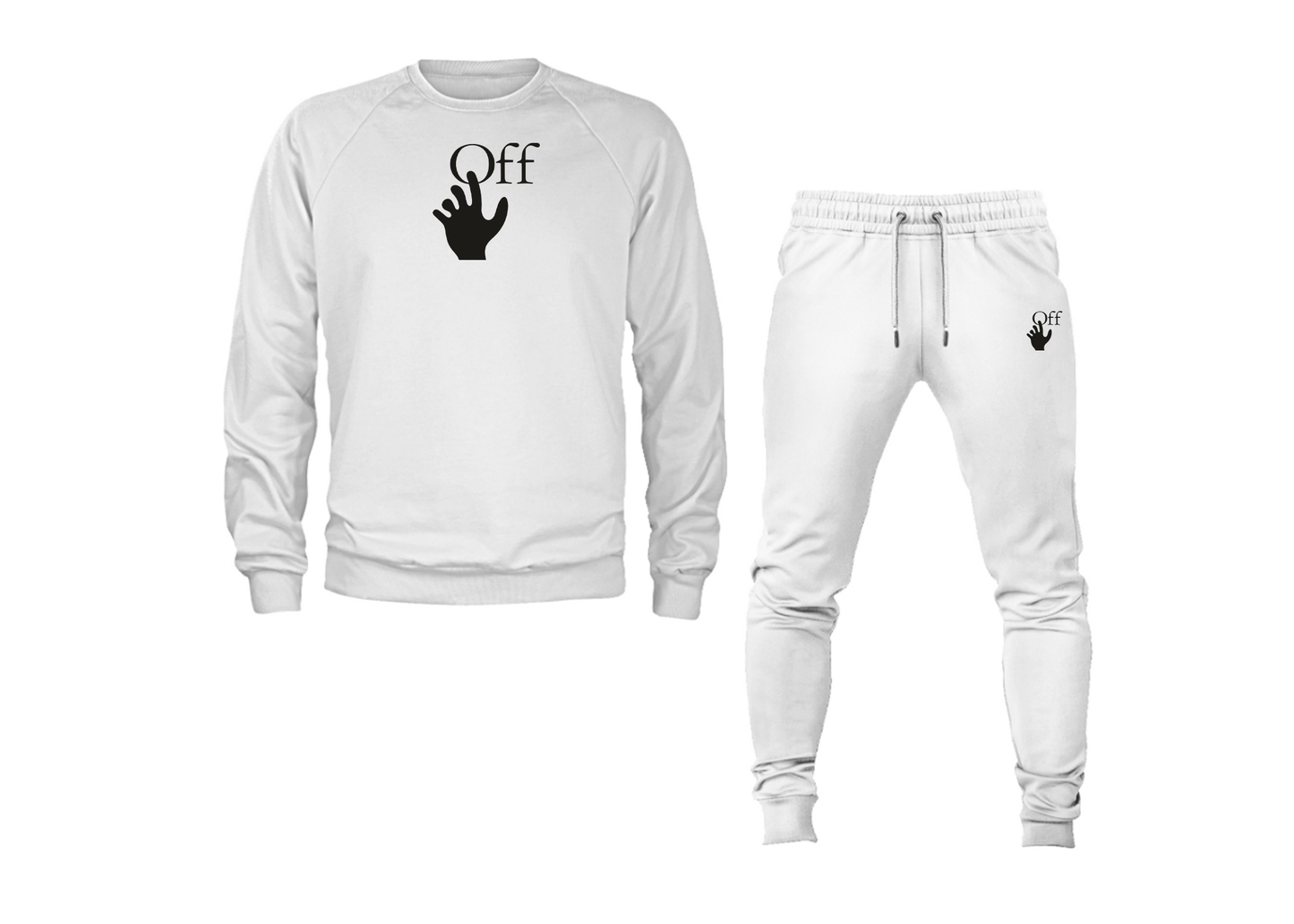 Men's Off-White Hand Crewneck Sweatshirt Joggers Suit