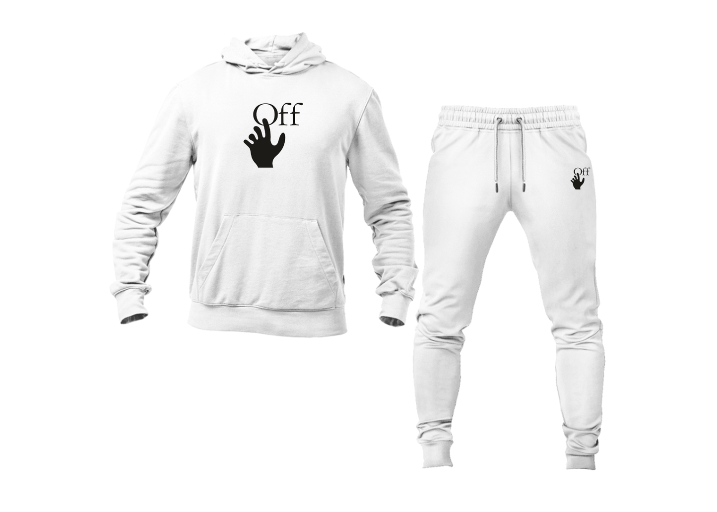Men's Off-White Hand Hoodie Joggers Set