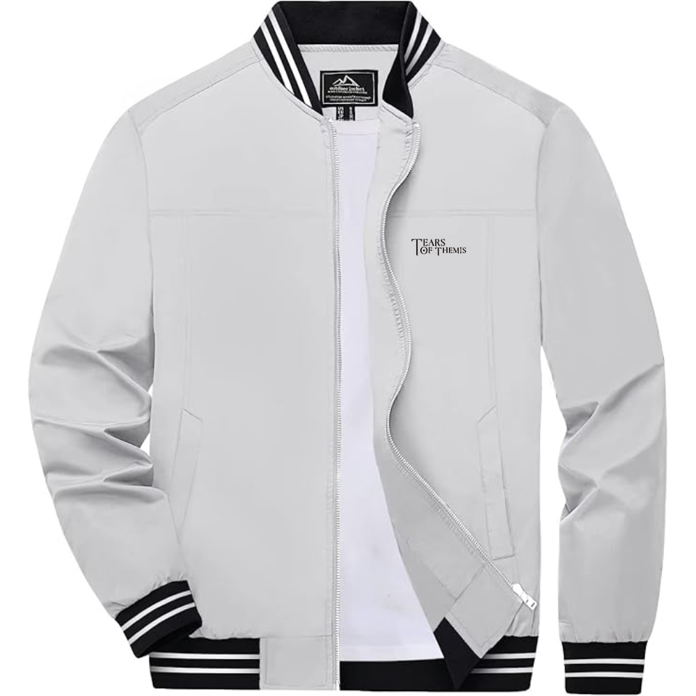 Men's Tear Of Themis Logo Lightweight Zip-Up Ribbed Collar and Cuffs Bomber Jacket