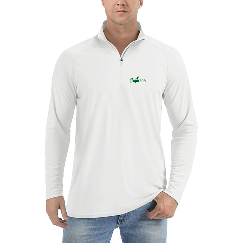 Men's Tropicana Logo Lightweight Quarter-Zip Athletic Shirt Long Sleeve Performance Wear