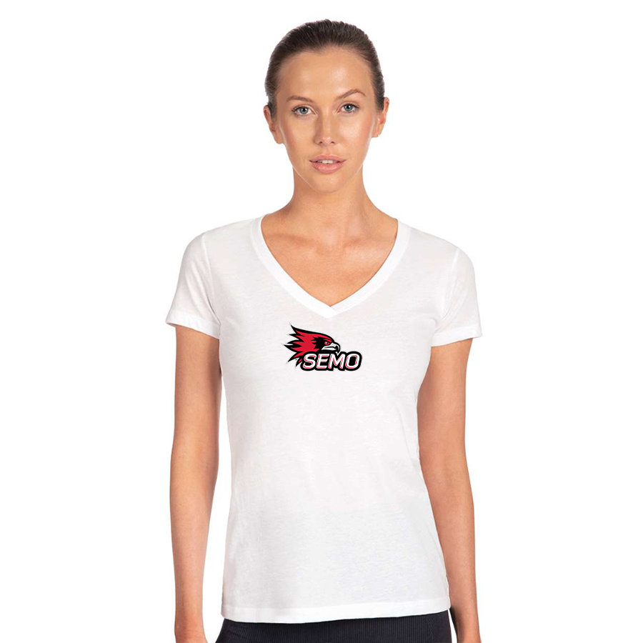 Women's SEMO Redhawks Logo  Next Level V-Neck T-Shirt