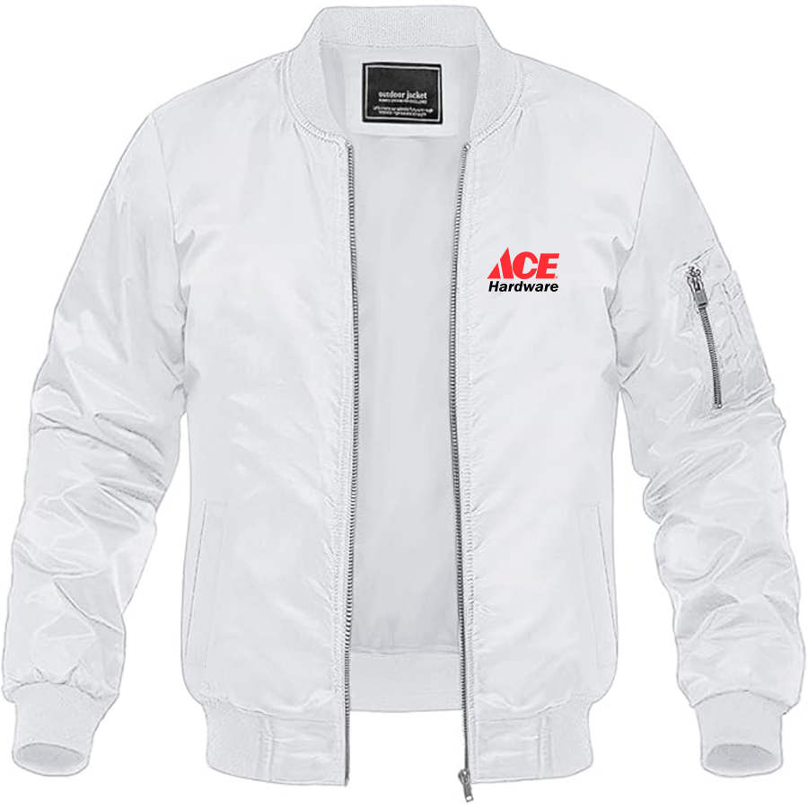 Men's ACE Hardware Logo Lightweight Bomber Jacket Windbreaker Softshell Varsity Jacket Coat
