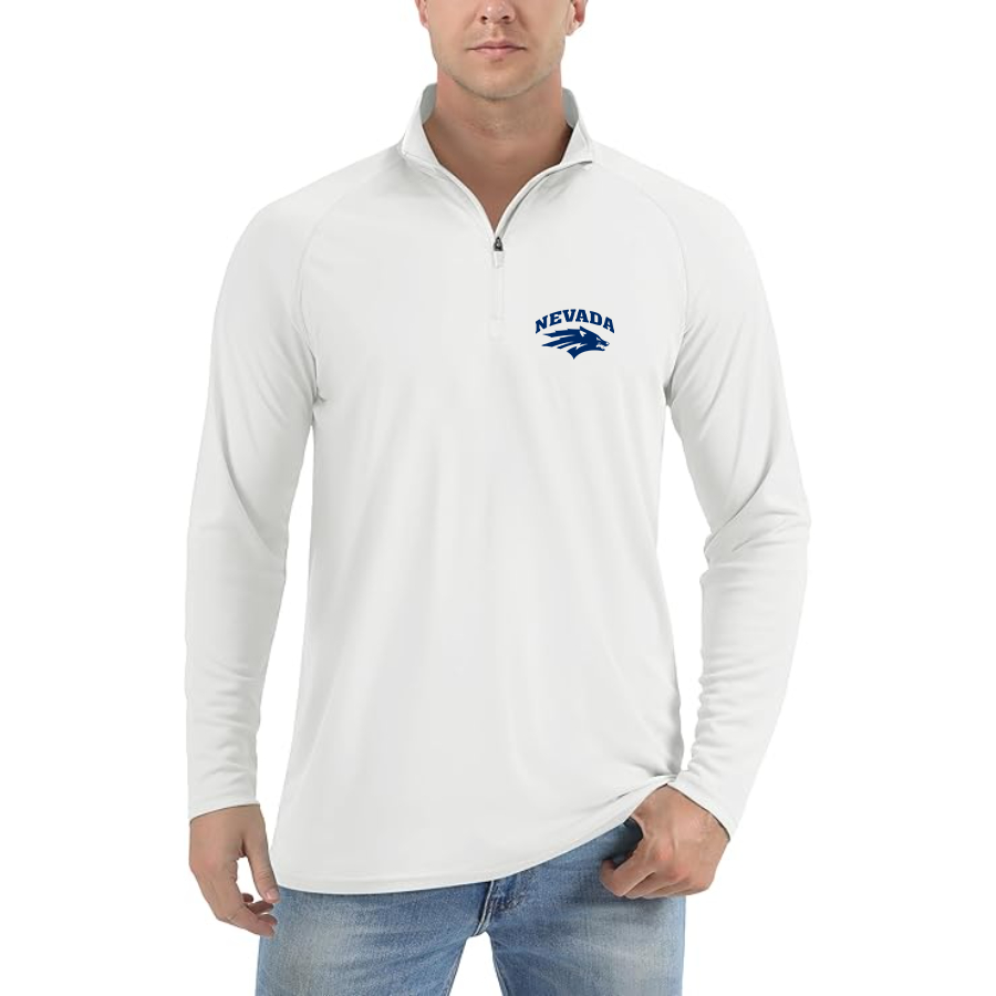 Men's Nevada Wolf Pack Logo Lightweight Quarter-Zip Athletic Shirt Long Sleeve Performance Wear