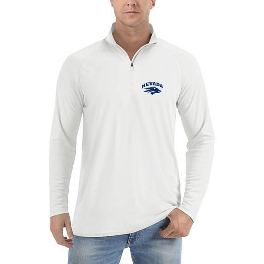 Men's Nevada Wolf Pack Logo Lightweight Quarter-Zip Athletic Shirt Long Sleeve Performance Wear