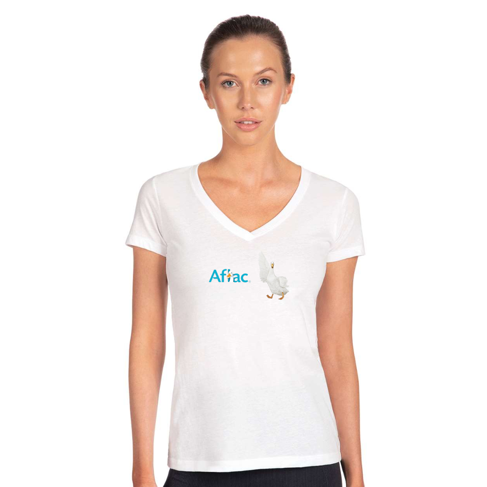 Women's Aflac Logo and Duck Next Level V-Neck T-Shirt