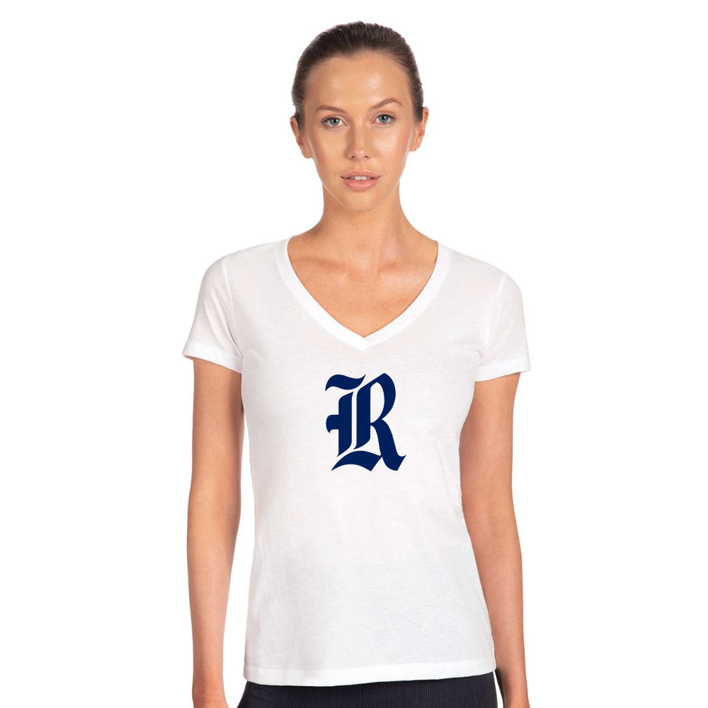 Women's Rice Owls Logo Next Level V-Neck T-Shirt