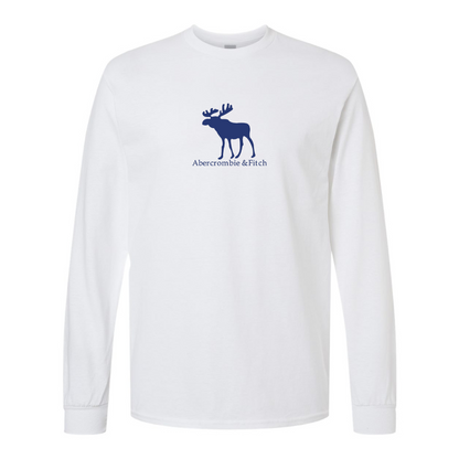 Men's Abercrombie & Fitch Moose Logo Gildan Heavy Cotton Long Sleeve T-Shirt