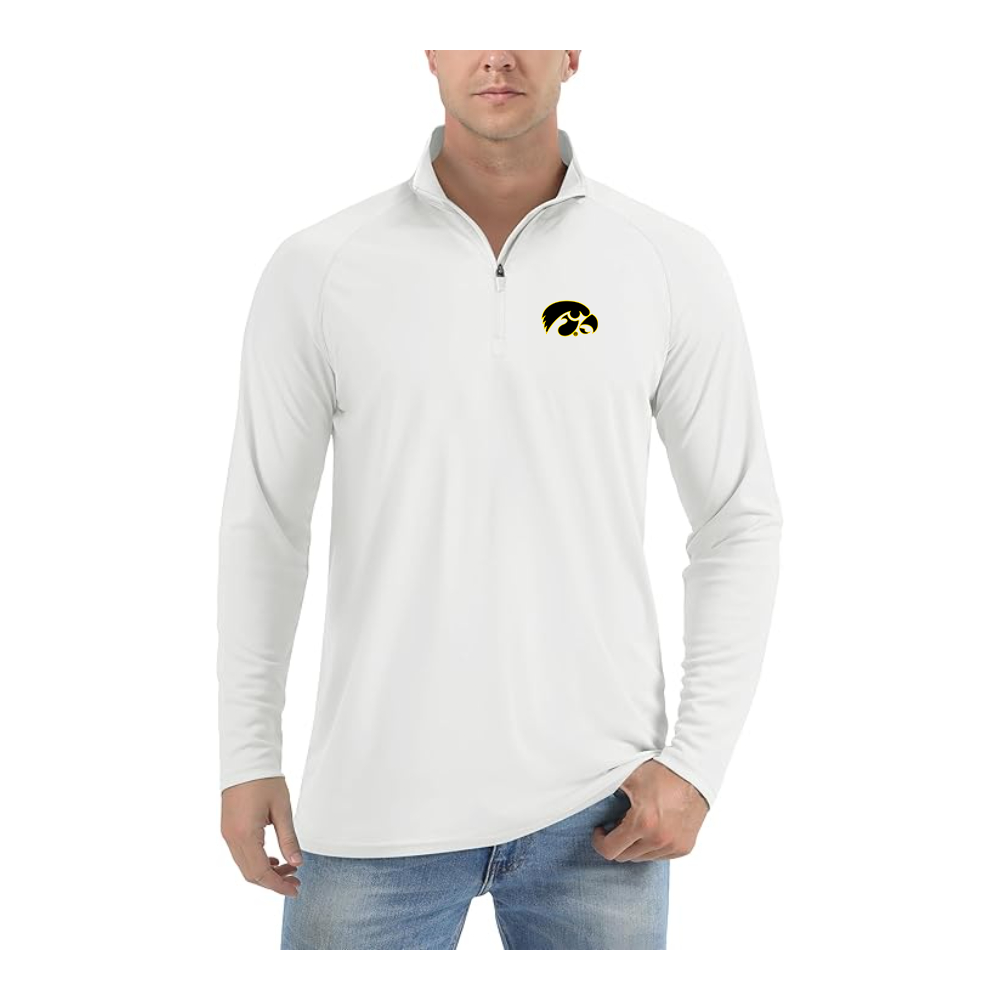 Men's Lowa Hawkeyes Logo Lightweight Quarter-Zip Athletic Shirt Long Sleeve Performance Wear