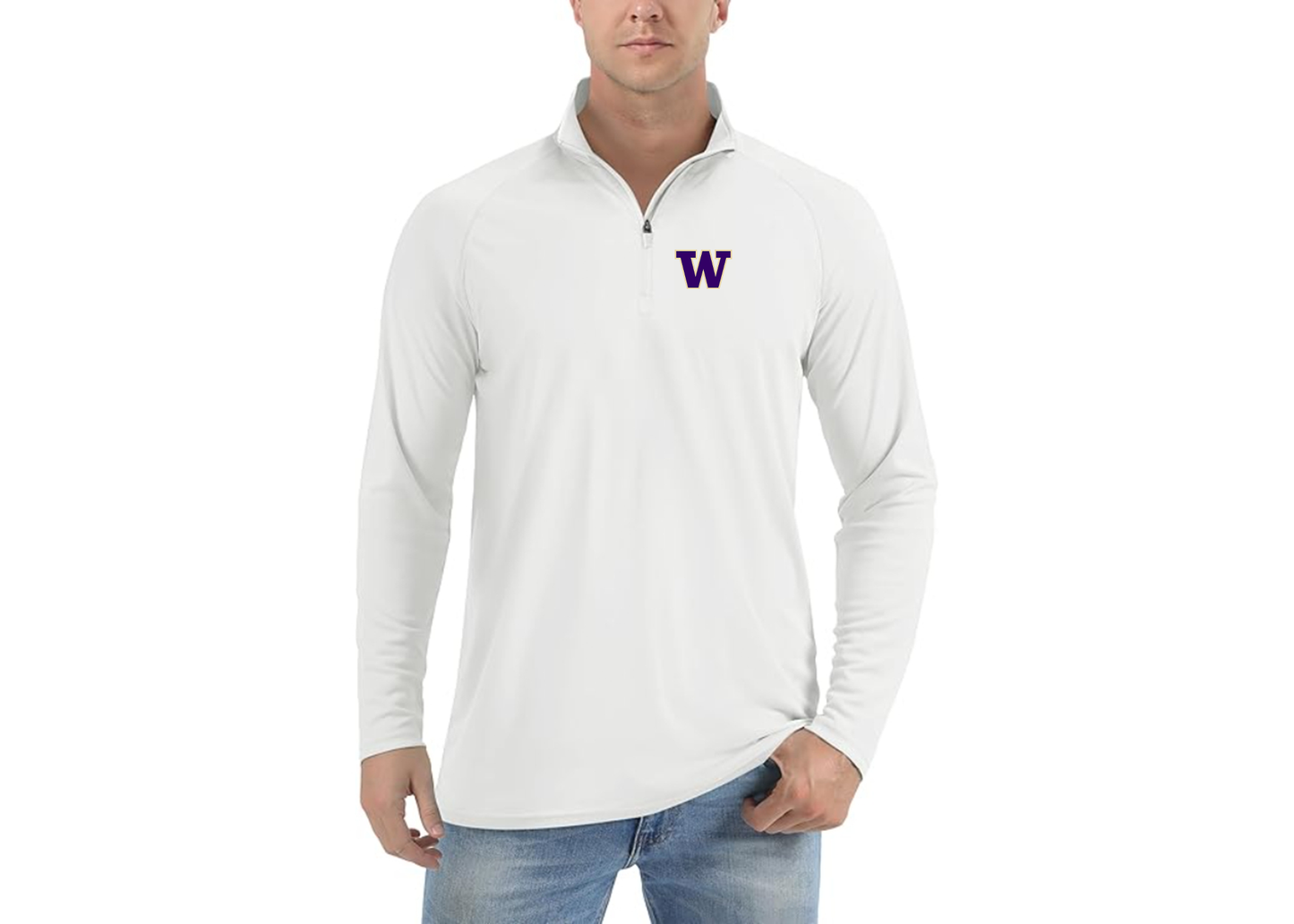 Men's Washington Huskies Lightweight Quarter-Zip Athletic Shirt Long Sleeve Performance Wear