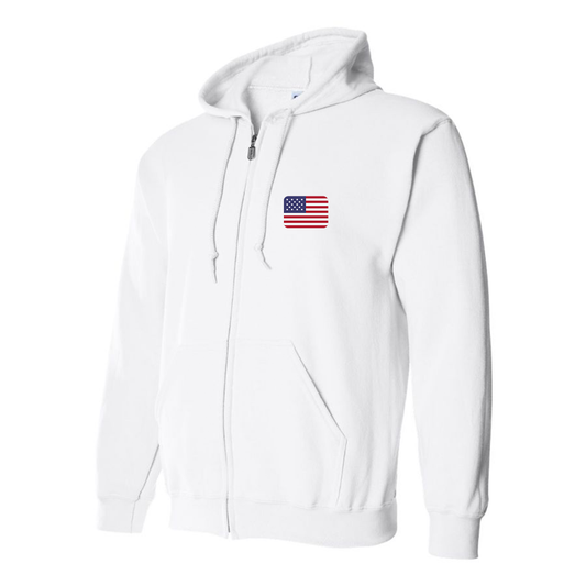 Men's American-Flag-Emoji Zipper Hoodie