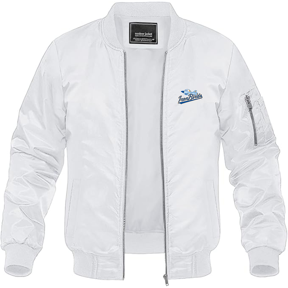 Men's Aberdeen IronBirds Logo Lightweight Bomber Jacket Windbreaker Softshell Varsity Jacket Coat