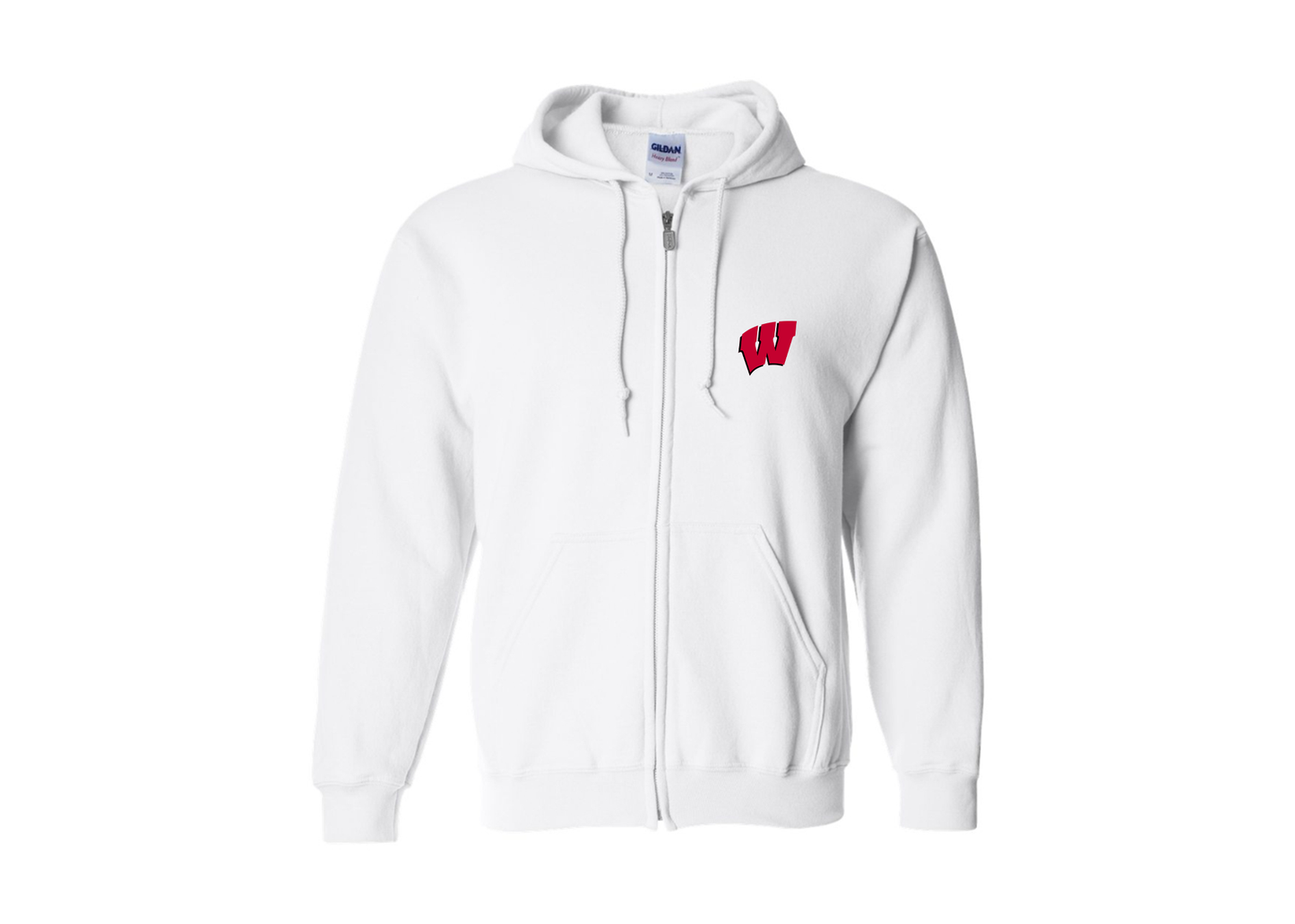 Men's Wisconsin Badgers Gildan  Heavy Blend Full Zip Hooded Sweatshirt