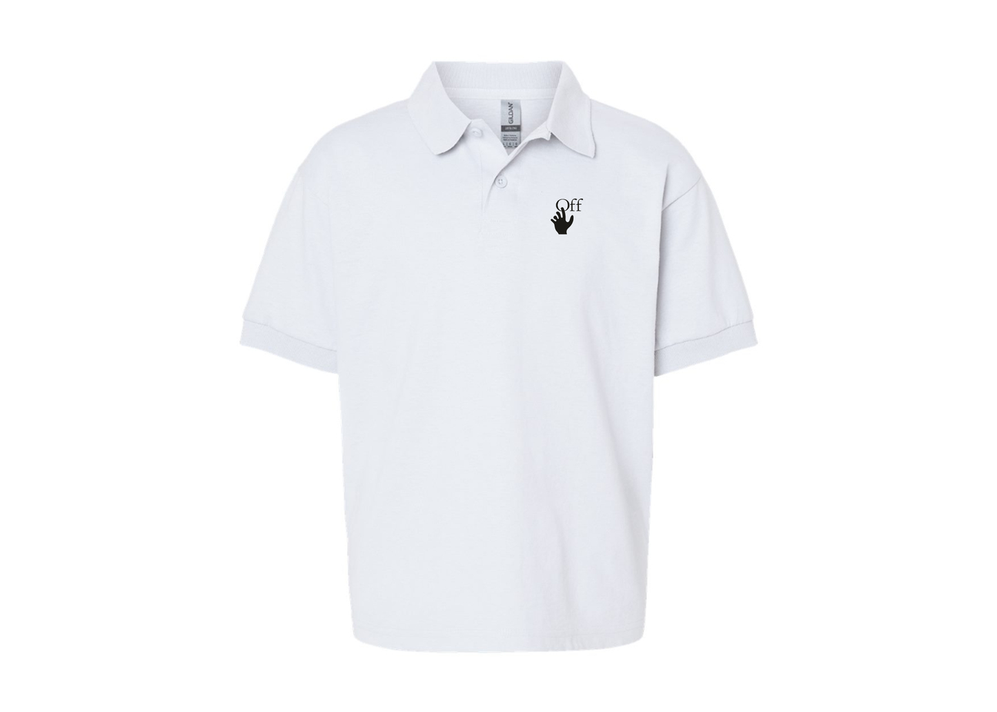 Youth Off-White Hand Gildan Dry Blend Jersey Polo