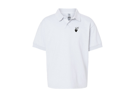 Youth Off-White Hand Gildan Dry Blend Jersey Polo