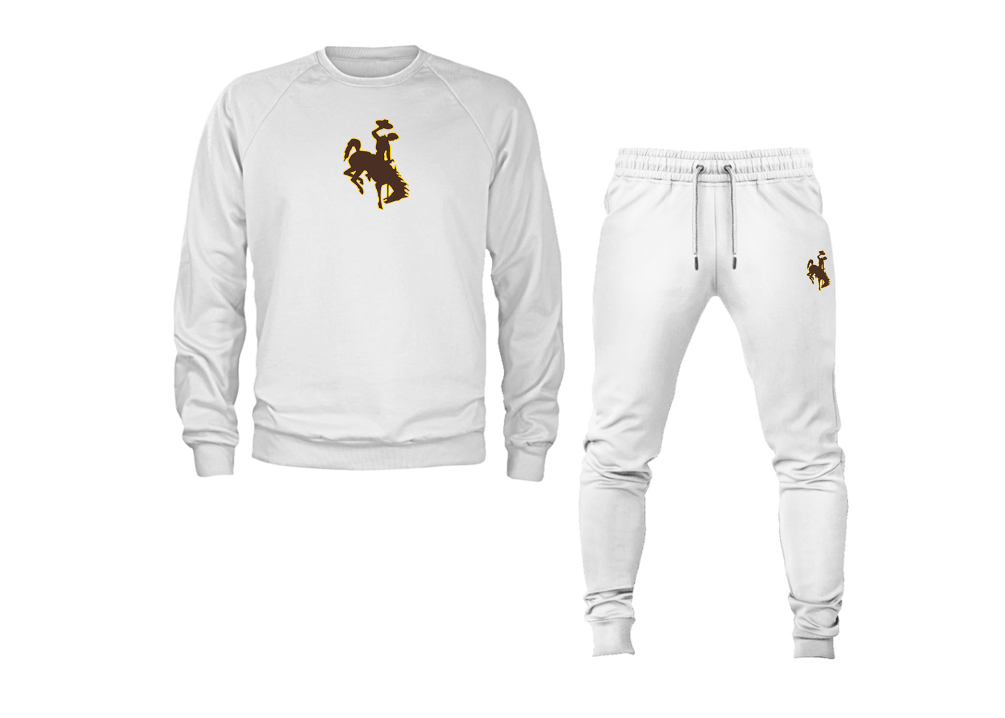 Men's Wyoming Cowboys Crewneck Sweatshirt Joggers Suit