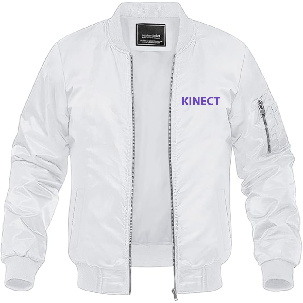 Men's Kinect Logo Lightweight Bomber Jacket Windbreaker Softshell Varsity Jacket Coat