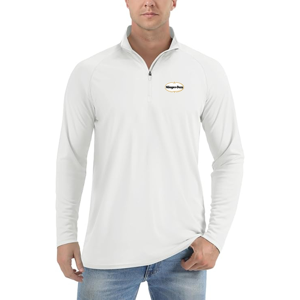 Men's Haagen Dazs Logo Lightweight Quarter-Zip Athletic Shirt Long Sleeve Performance Wear