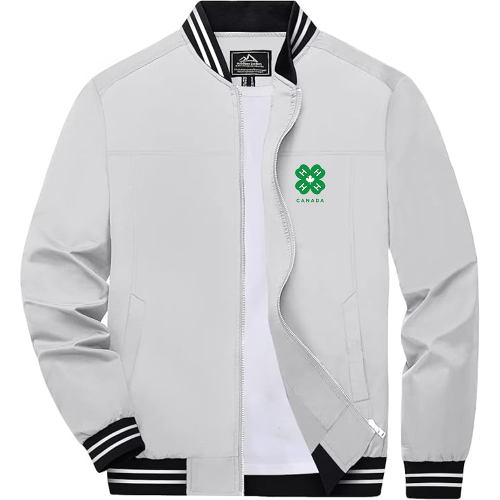 Men's 4H Canada Logo Lightweight Zip-Up Ribbed Collar and Cuffs Bomber Jacket
