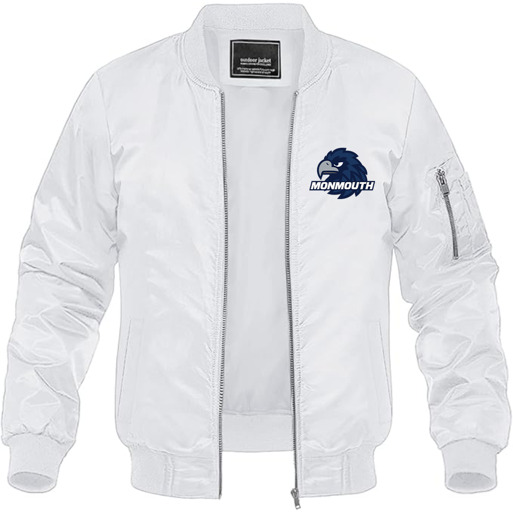 Men's Monmouth Hawks Logo Lightweight Bomber Jacket Windbreaker Softshell Varsity Jacket Coat