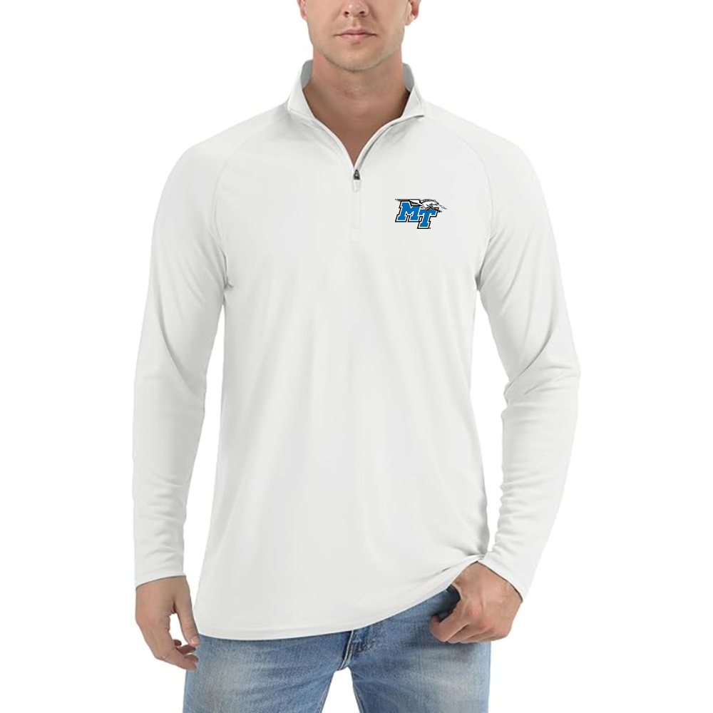 Men's Middle Tennessee Blue Raiders Logo Lightweight Quarter-Zip Athletic Shirt Long Sleeve Performance Wear