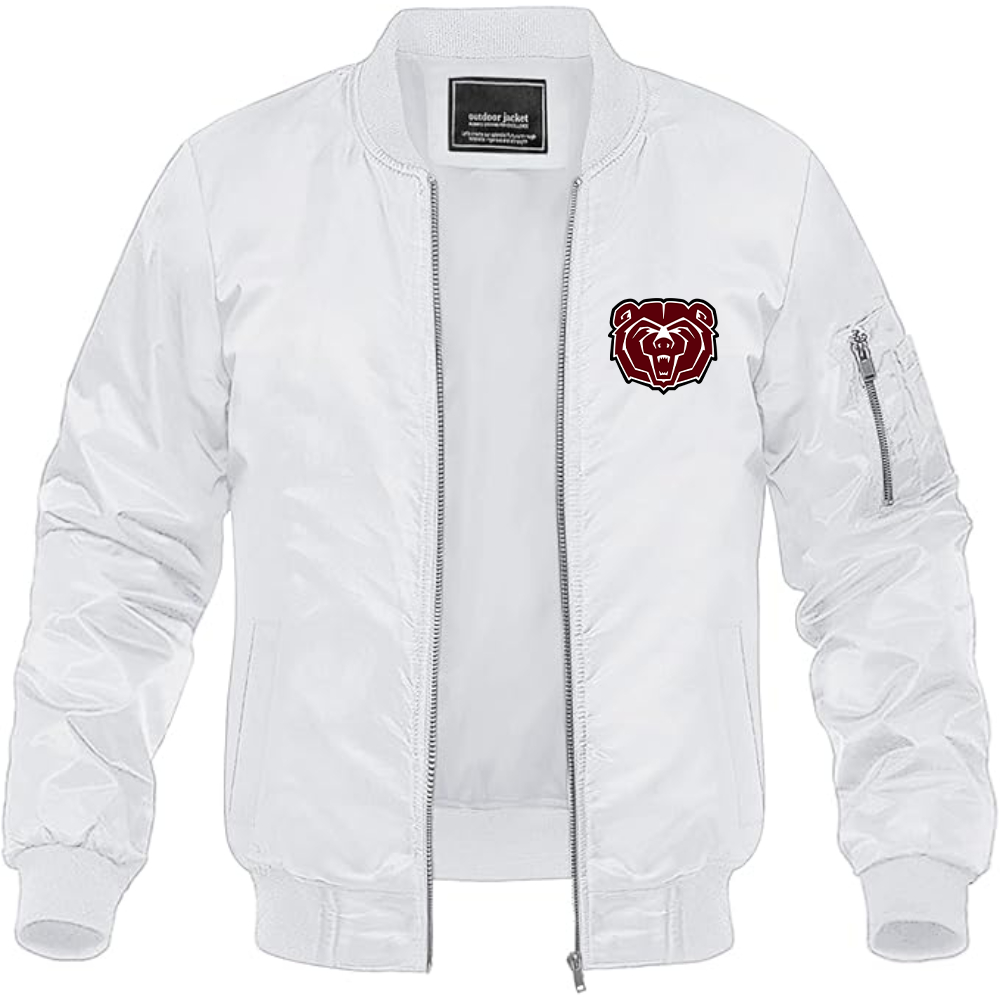 Men's Missouri State Bears Logo Lightweight Bomber Jacket Windbreaker Softshell Varsity Jacket Coat