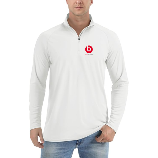 Men's Beats-by Dre Logo Lightweight Quarter-Zip Athletic Shirt Long Sleeve Performance Wear