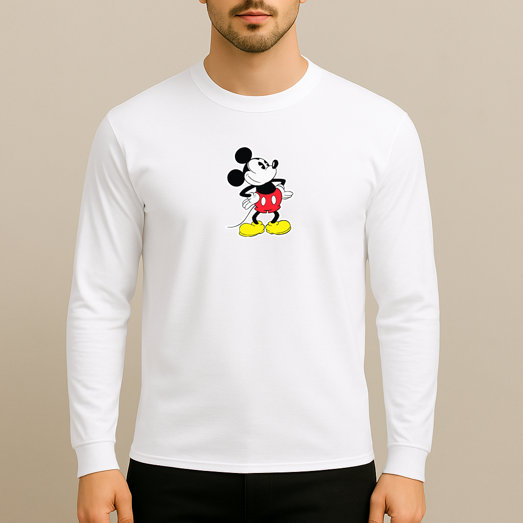 Men's Mickey Mouse Cartoon Long Sleeve T-Shirt