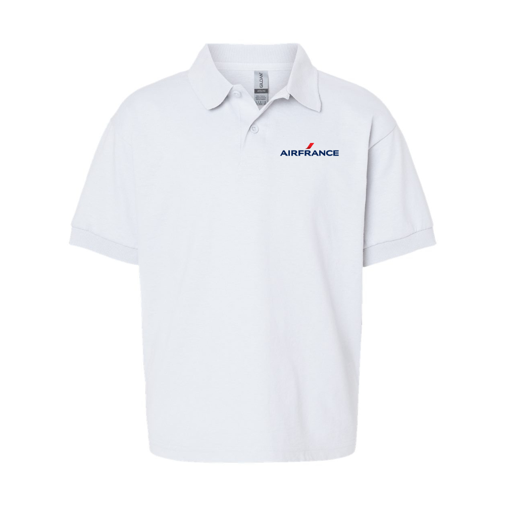 Youth Air France Logo Gildan Dry Blend Jersey Polo