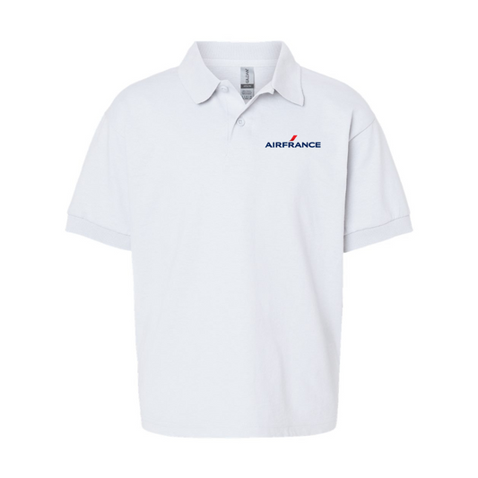 Youth Air France Logo Gildan Dry Blend Jersey Polo