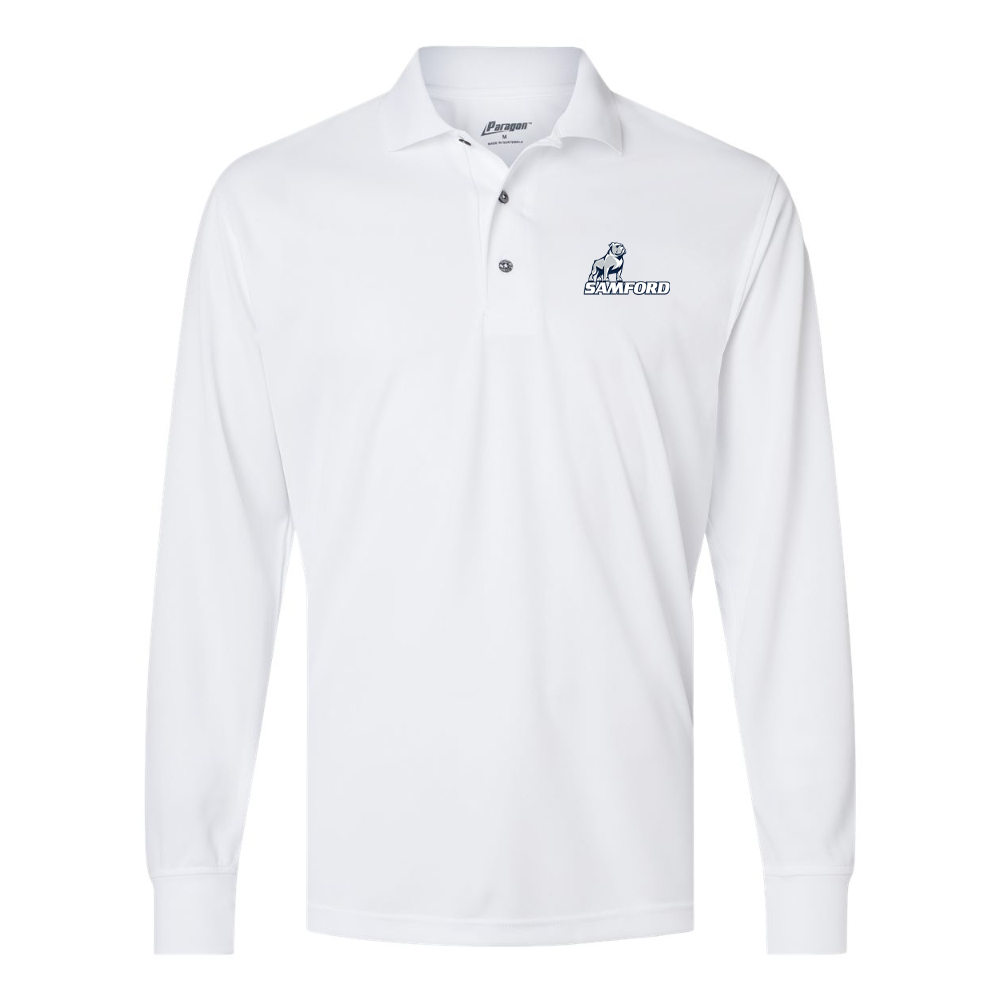 Men's Samford Bulldogs Logo Paragon Prescott Long Sleeve Polo