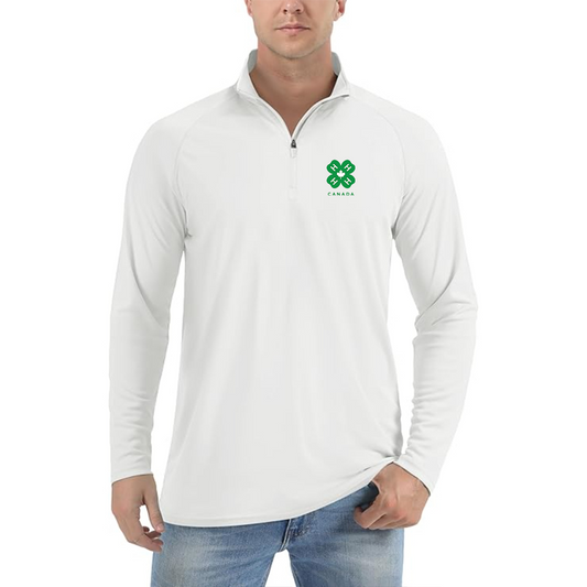 Men's 4H Canada Logo  Lightweight Quarter-Zip Athletic Shirt Long Sleeve Performance Wear