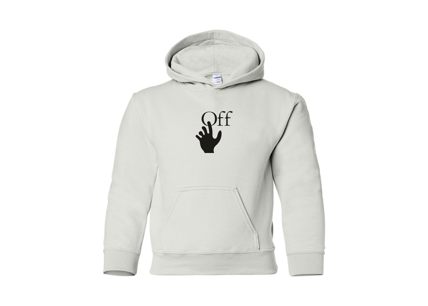 Youth Off-White Hand Gildan Heavy Blend  Hooded Sweatshirt