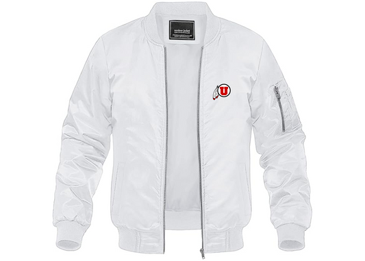 Men's Utah Utes Lightweight Bomber Jacket Windbreaker Softshell Varsity Jacket Coat