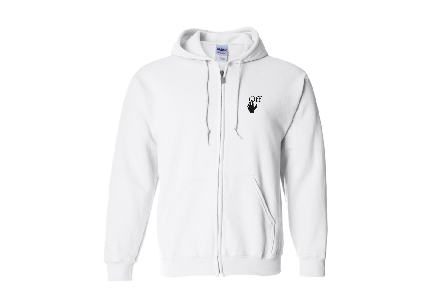 Men's Off-White Hand Gildan  Heavy Blend Full Zip Hooded Sweatshirt