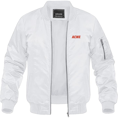 Men's ACME Logo Lightweight Bomber Jacket Windbreaker Softshell Varsity Jacket Coat