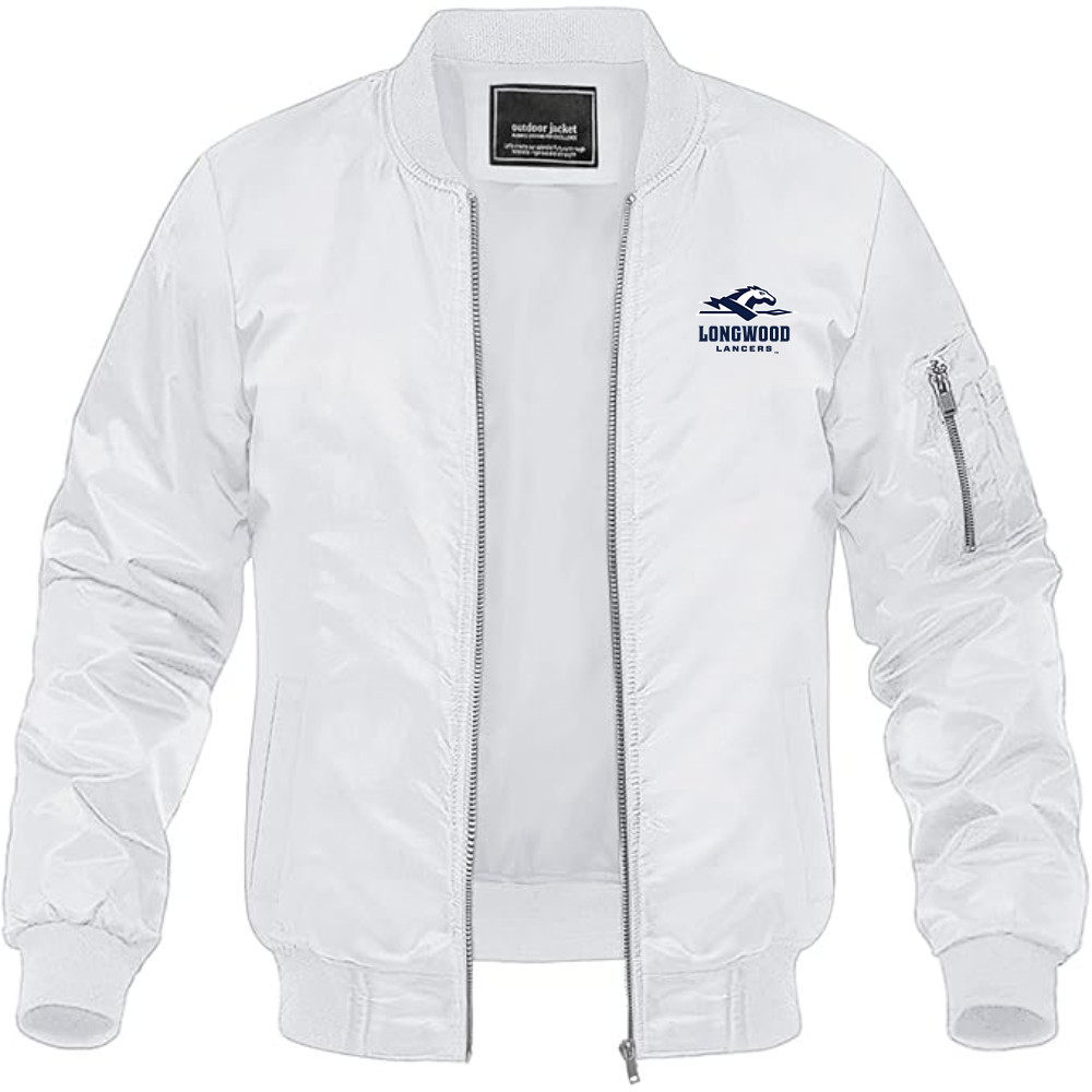 Men's Longwood Lancers Logo Lightweight Bomber Jacket Windbreaker Softshell Varsity Jacket Coat