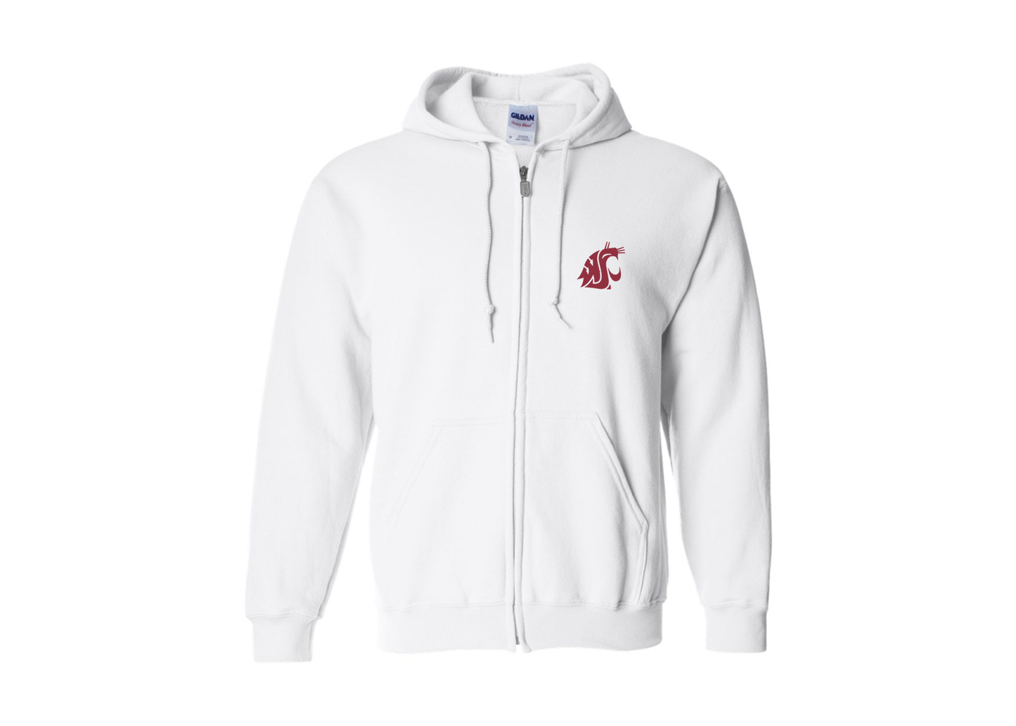 Men's Washington State Cougars Gildan  Heavy Blend Full Zip Hooded Sweatshirt
