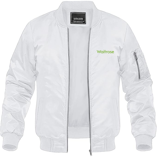 Men's Waitrose Logo Lightweight Bomber Jacket Windbreaker Softshell Varsity Jacket Coat