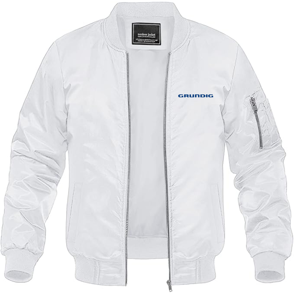 Men's Grundig Logo Lightweight Bomber Jacket Windbreaker Softshell Varsity Jacket Coat