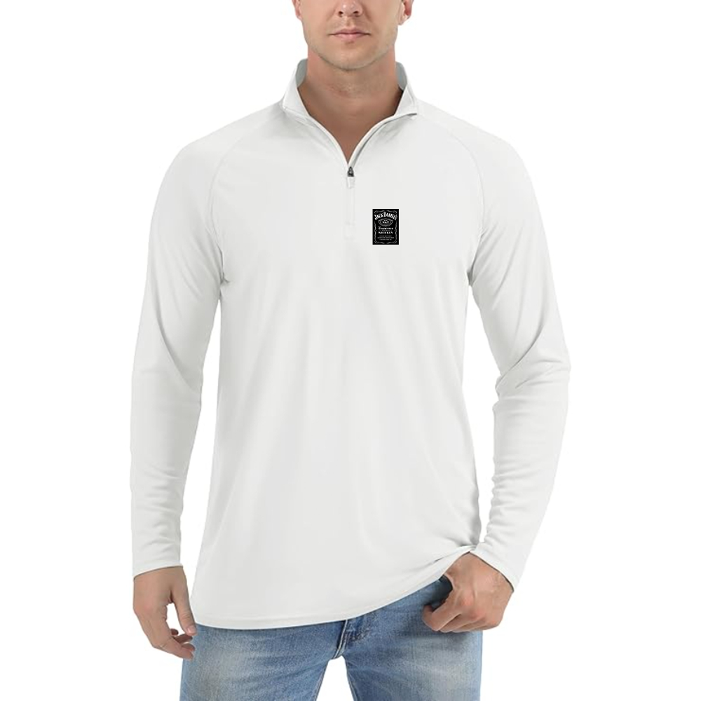 Men's Jack Daniels LogoLightweight Quarter-Zip Athletic Shirt Long Sleeve Performance Wear