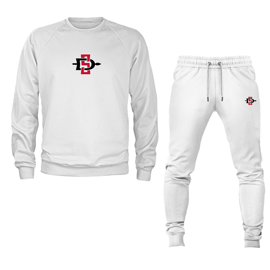 Men's San Diego State Aztecs Logo Crewneck Sweatshirt Joggers Suit