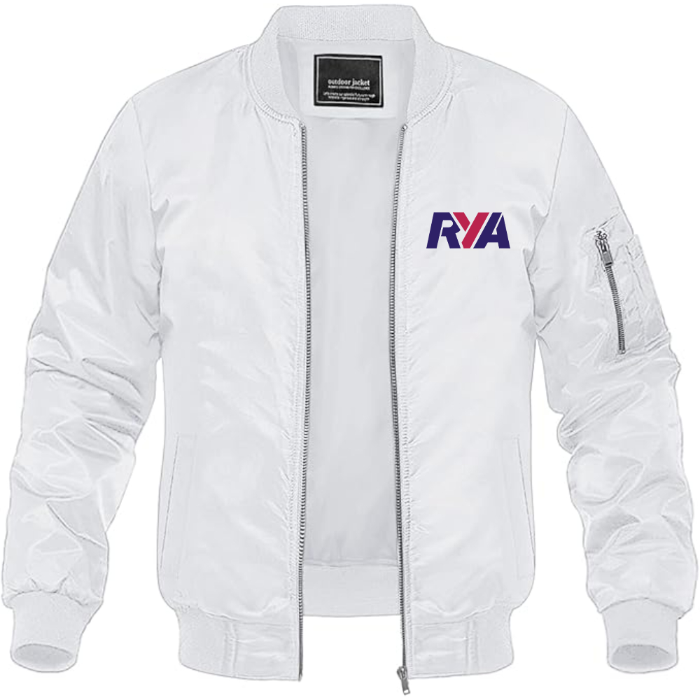 Men's Rya Logo Lightweight Bomber Jacket Windbreaker Softshell Varsity Jacket Coat