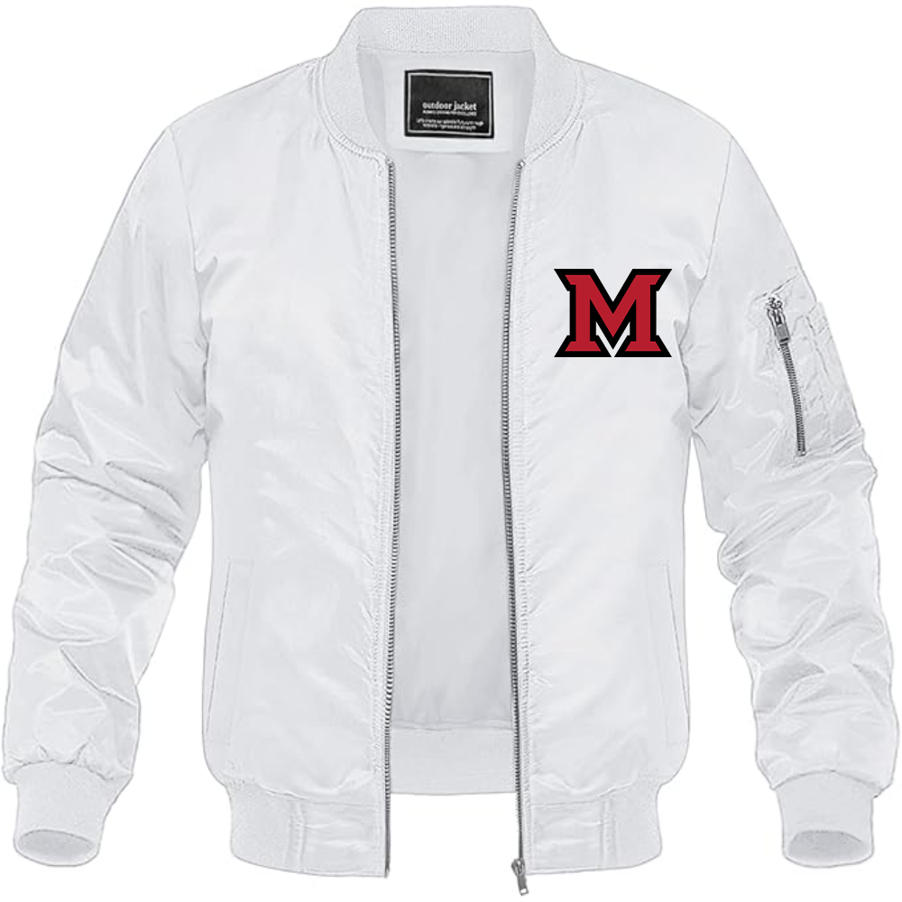 Men's Miami Ohio RedHawks Logo Lightweight Bomber Jacket Windbreaker Softshell Varsity Jacket Coat
