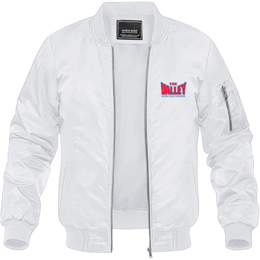 Men's Missouri Valley Conference Logo Lightweight Bomber Jacket Windbreaker Softshell Varsity Jacket Coat