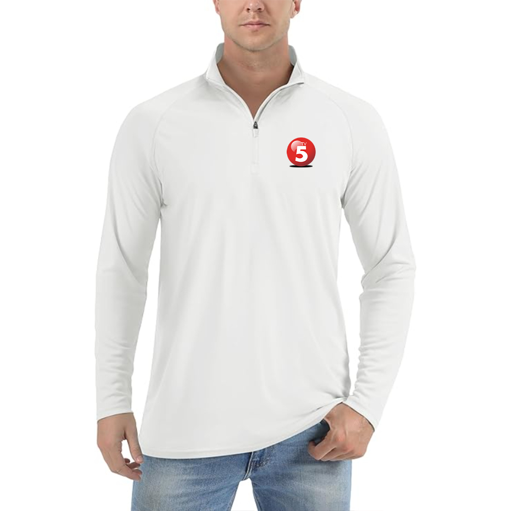 Men's  ABC TV5 Logo Lightweight Quarter-Zip Athletic Shirt Long Sleeve Performance Wear