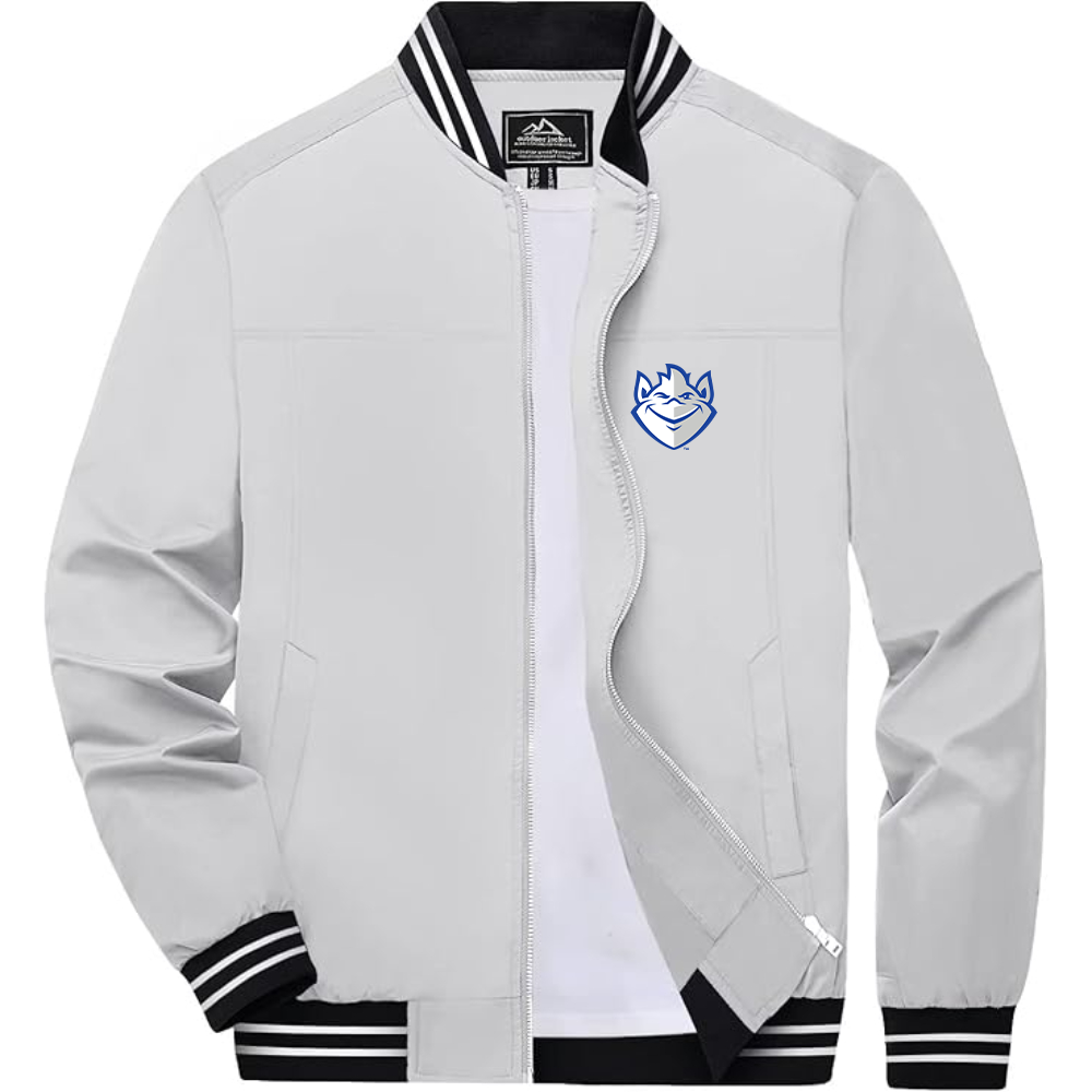 Men's Saint Louis Billikens Logo Lightweight Zip-Up Ribbed Collar and Cuffs Bomber Jacket