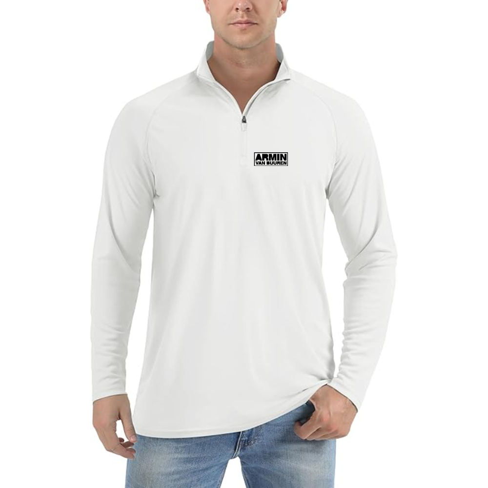 Men's Armin Van Buuren Logo Lightweight Quarter-Zip Athletic Shirt Long Sleeve Performance Wear