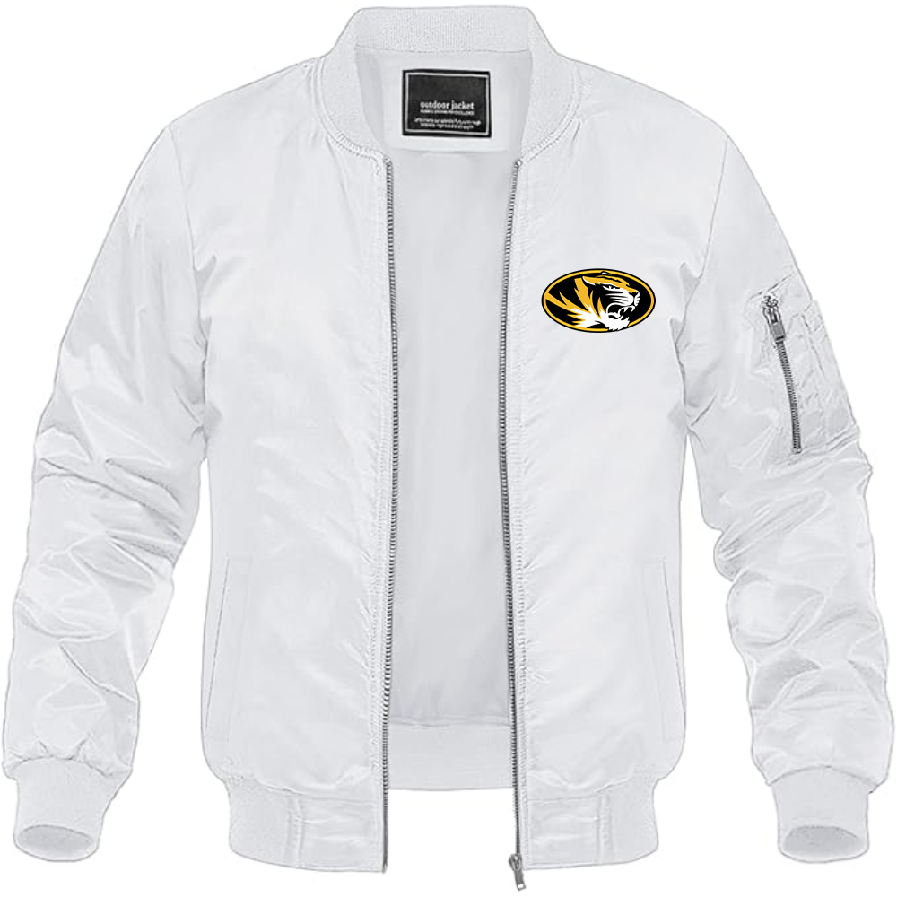 Men's Missouri Tigers Logo Lightweight Bomber Jacket Windbreaker Softshell Varsity Jacket Coat