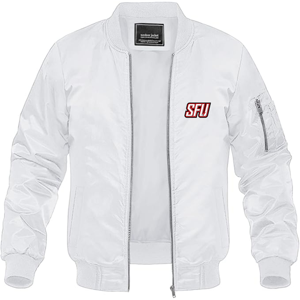 Men's Saint Francis Red Flash Logo Lightweight Bomber Jacket Windbreaker Softshell Varsity Jacket Coat